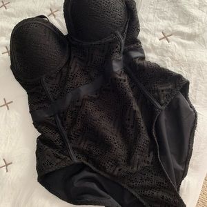 Black one piece swimsuit, vintage style